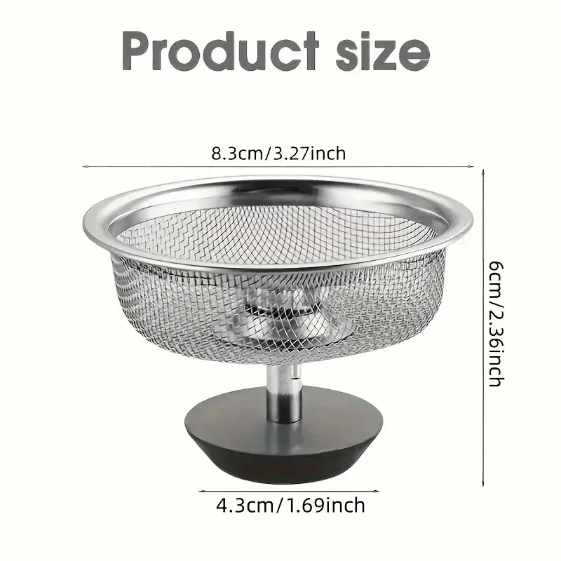 Kitchen Sink Drain Strainer Basket - 2Set Gootsteenzeefje Met Handvat & Stopper