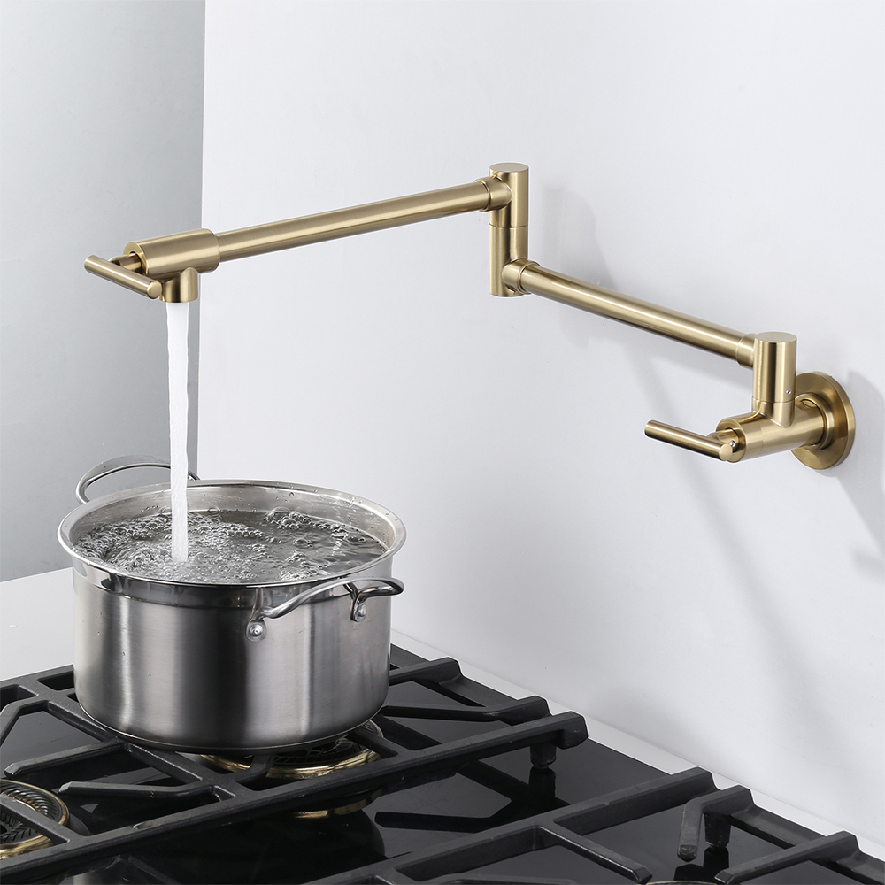 Pot Filler Faucet Wall Mount Folding - Potvuller Kraan Goudkleurige wandmontage keukenkraan Opklapbare