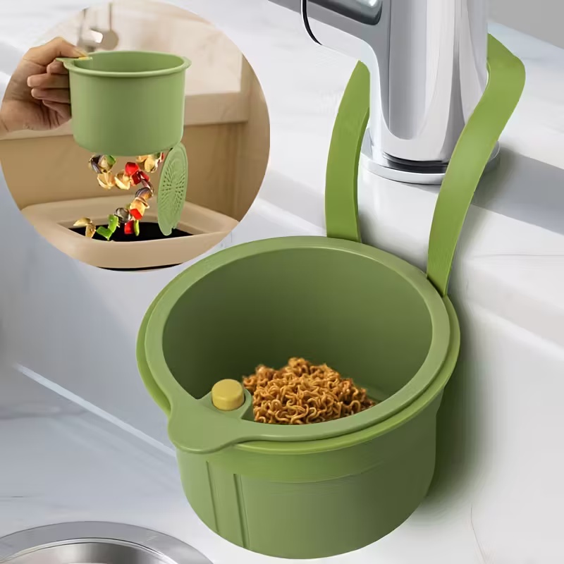 Kitchen Sink Drain Strainer Basket - Afgietbak met drukknop: voedselzeef & gootsteenorganizer,
