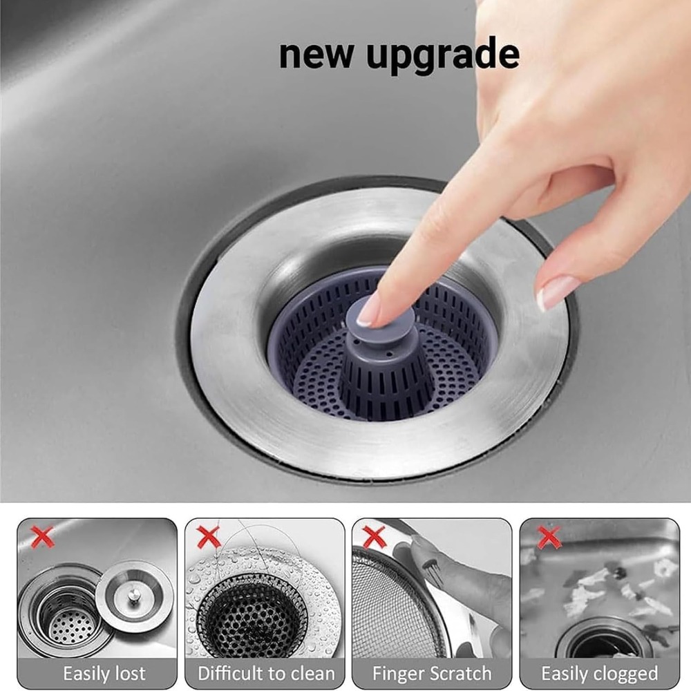 Kitchen Sink Drain Strainer Basket - Gemakkelijk te reinigen 3-in-1 filter gootsteen