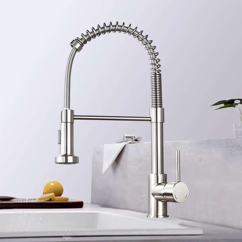 Pull Down Spray Kitchen Faucet Brushed Nickel - Geborsteld Nikkel Lente Pull Down Keukenkranen