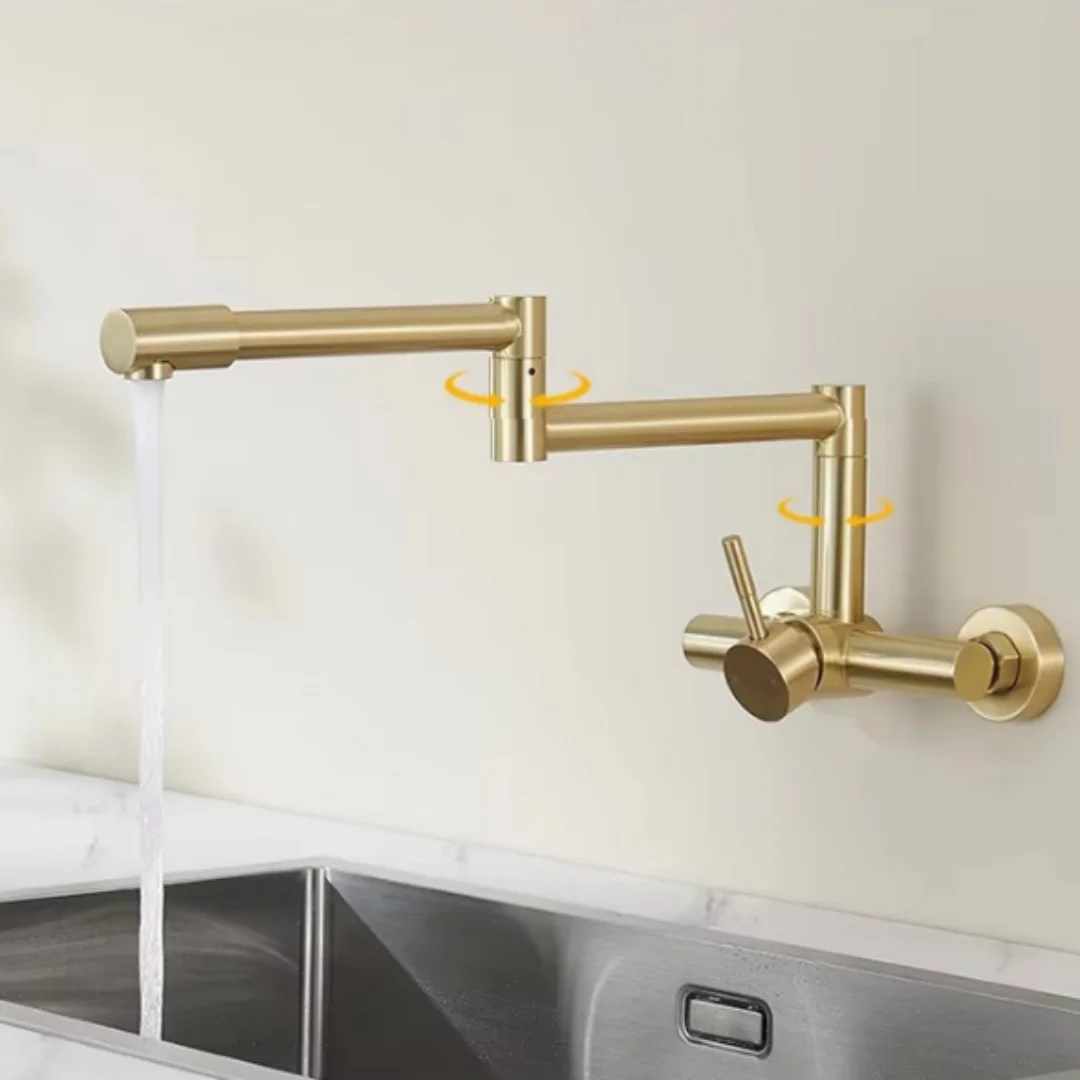 Pot Filler Faucet Wall Mount Folding - Zwarte wandkraan voor de gootsteen, inklapbaar,