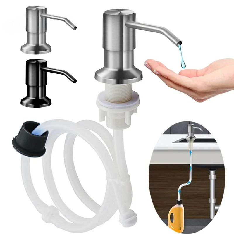 Automatic Soap Dispenser Kitchen Sink - Roestvrijstalen zeepdispenser verlengbuisset – universeel navulsysteem