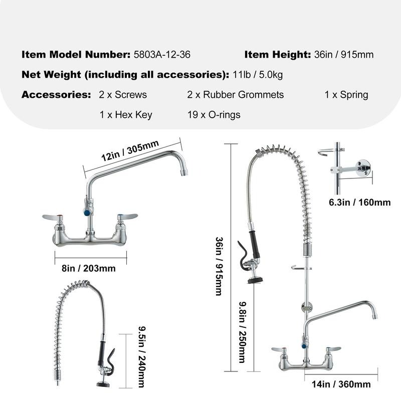 Commerciële kraan met voorafsp - Commercial Pre Rinse Kitchen Faucet Wall recensie en prijs