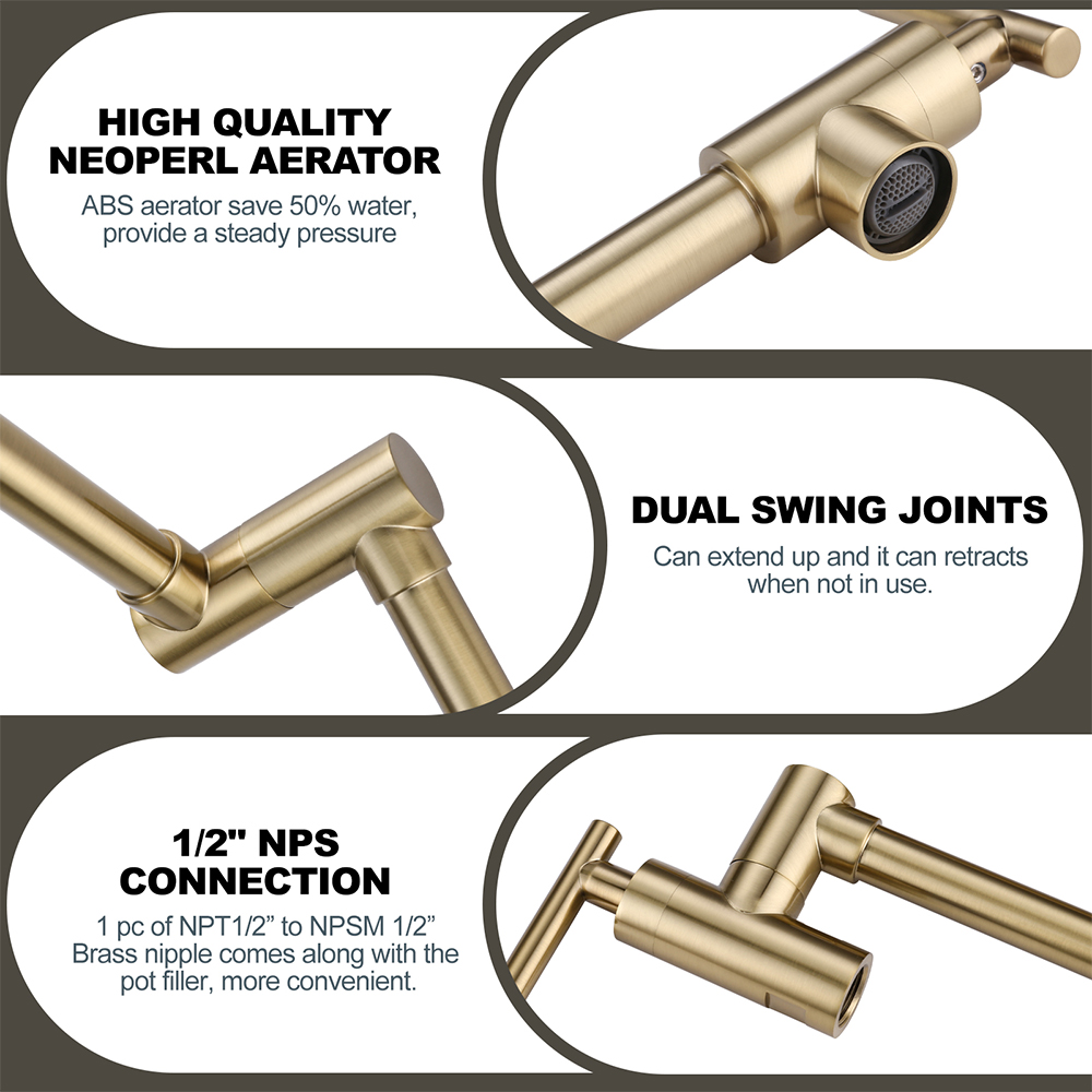 Potvuller Kraan Goudkleurige w - Pot Filler Faucet Wall Mount Folding recensie en prijs