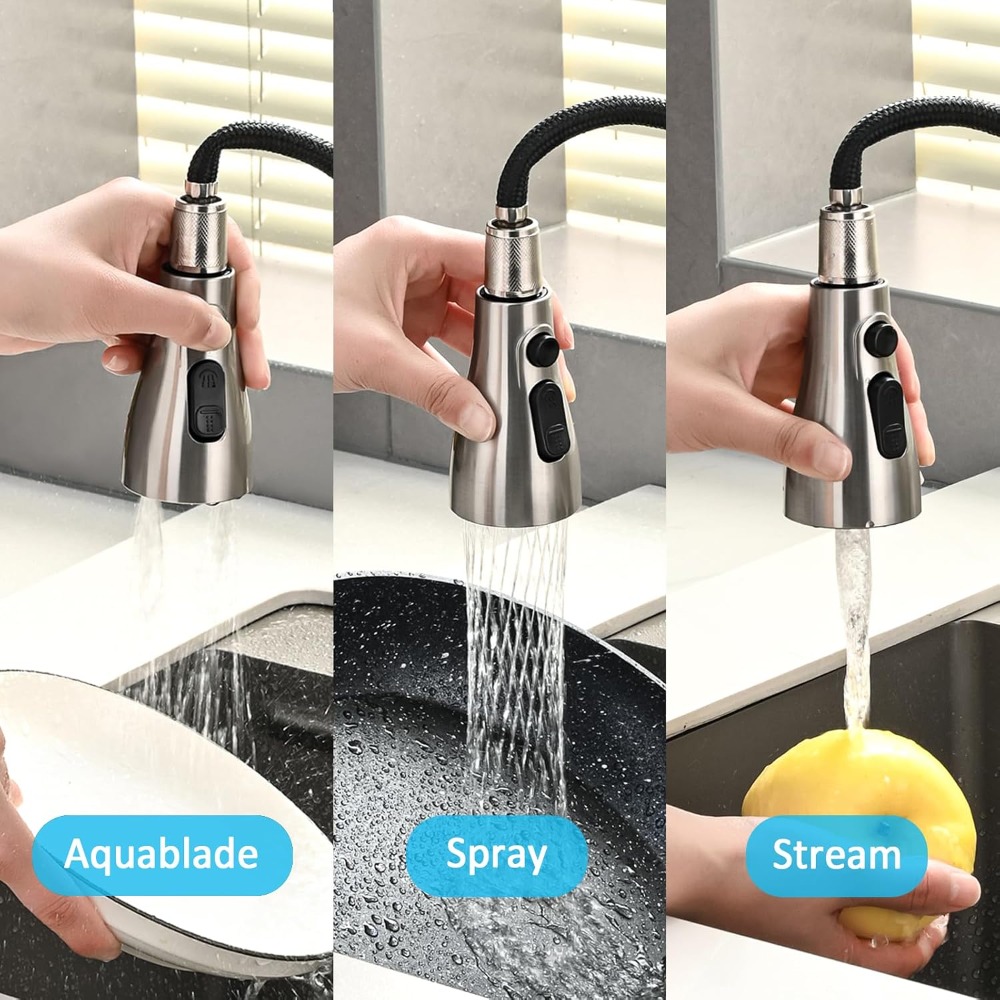 Vervangende sproeikop voor keu - Pull Down Spray Kitchen Faucet Brushed Nickel recensie en prijs