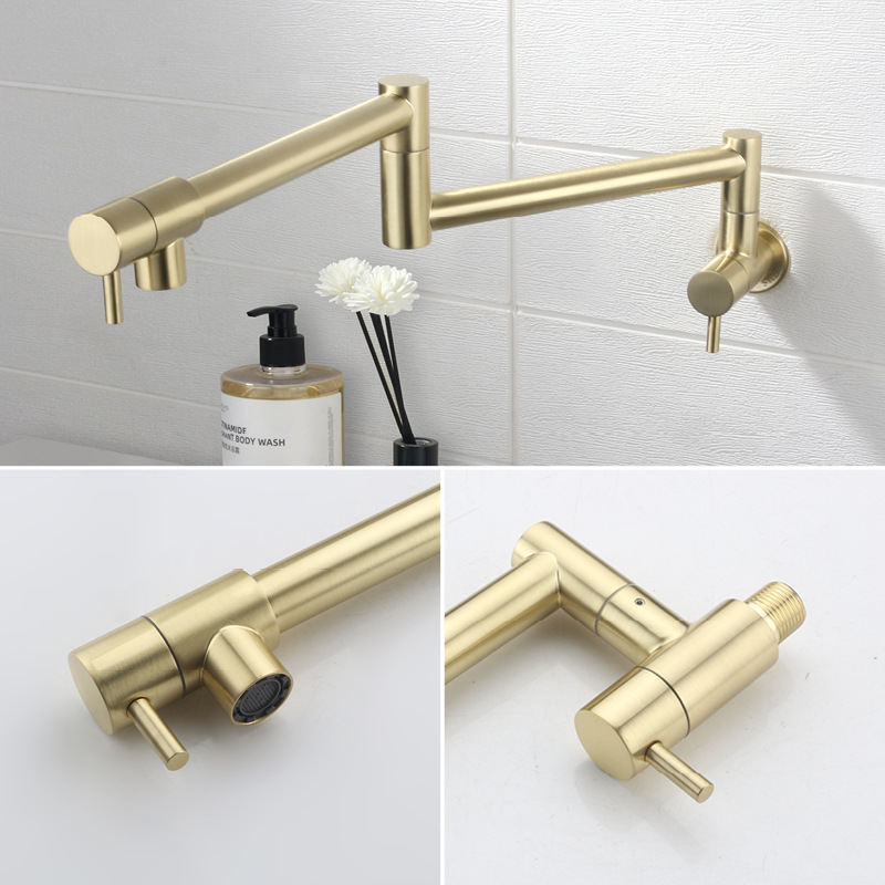 Goudkleurige keukenkraan met e - Pot Filler Faucet Wall Mount Folding recensie en prijs