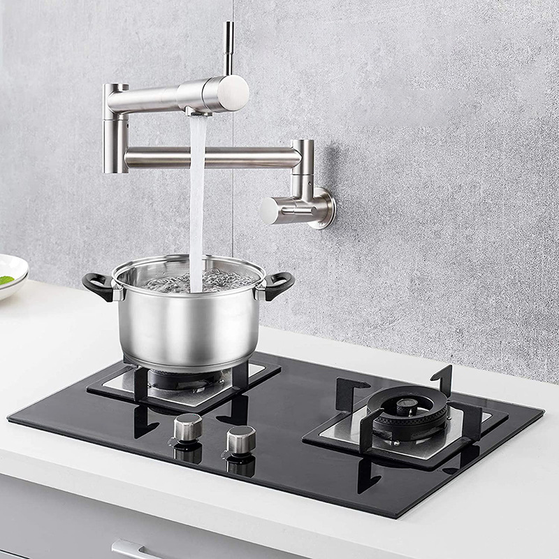 Goudkleurige keukenkraan met e - Pot Filler Faucet Wall Mount Folding recensie en prijs