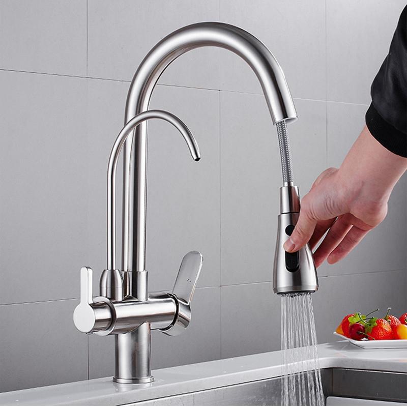 Geboende nikkel, gefilterde kr - Pull Down Spray Kitchen Faucet Brushed Nickel recensie en prijs