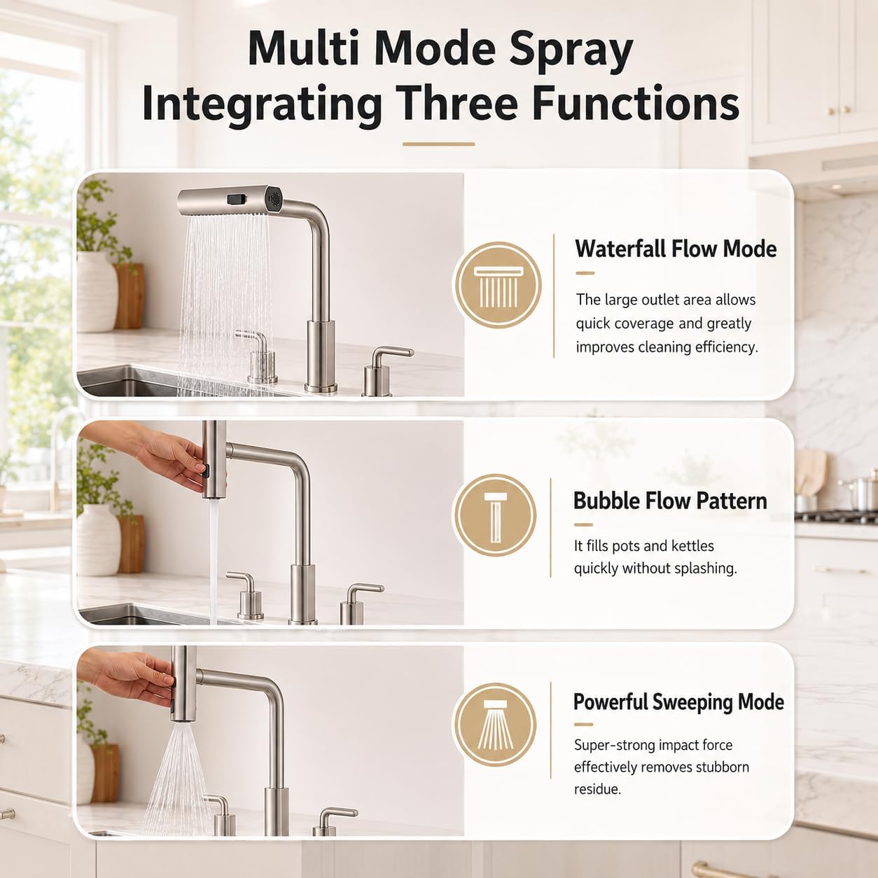 Keukenkraan met 3 gaten en uit - Pull Down Spray Kitchen Faucet Brushed Nickel recensie en prijs