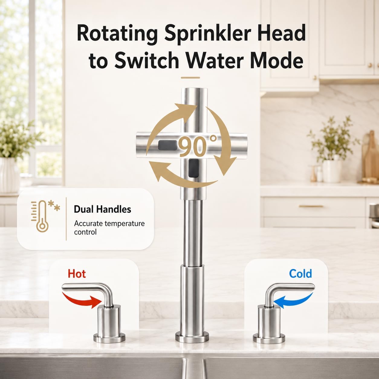 Keukenkraan met 3 gaten en uit - Pull Down Spray Kitchen Faucet Brushed Nickel recensie en prijs