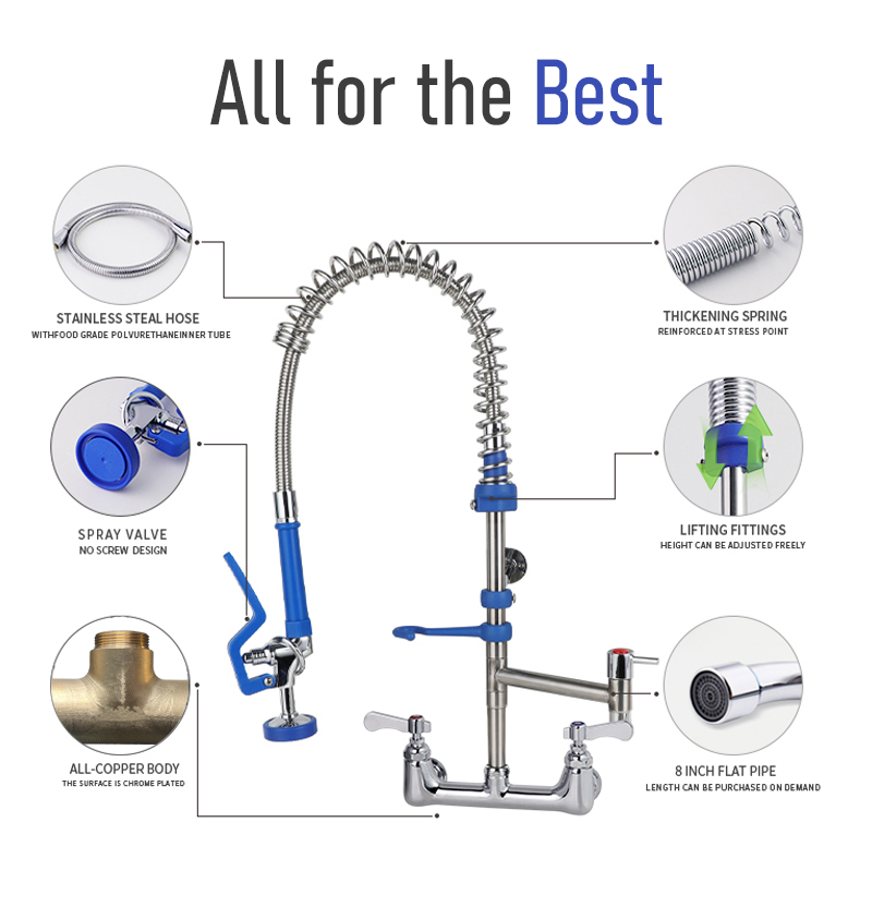 304SS Geïntegreerde Pijp + Mes - Commercial Pre Rinse Kitchen Faucet Wall recensie en prijs