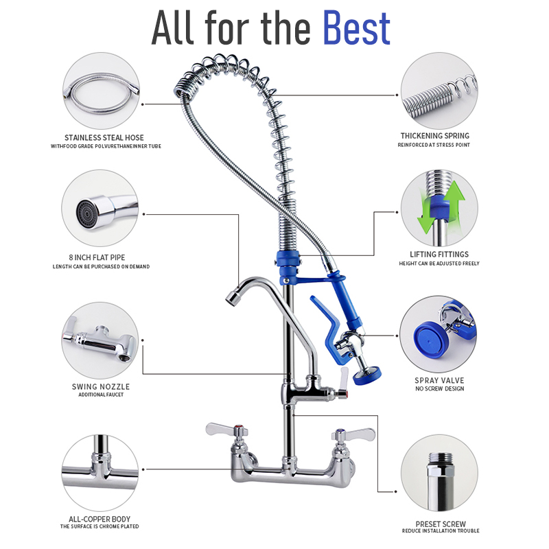 Commercieel restaurant Directe - Commercial Pre Rinse Kitchen Faucet Wall recensie en prijs