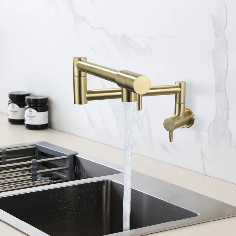 Gouden keukenkraan, enkelvoudi - Pot Filler Faucet Wall Mount Folding recensie en prijs