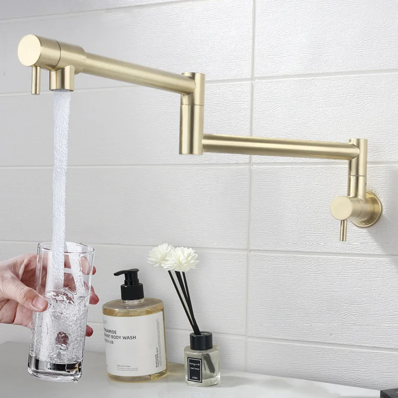 Gouden keukenkraan, enkelvoudi - Pot Filler Faucet Wall Mount Folding recensie en prijs
