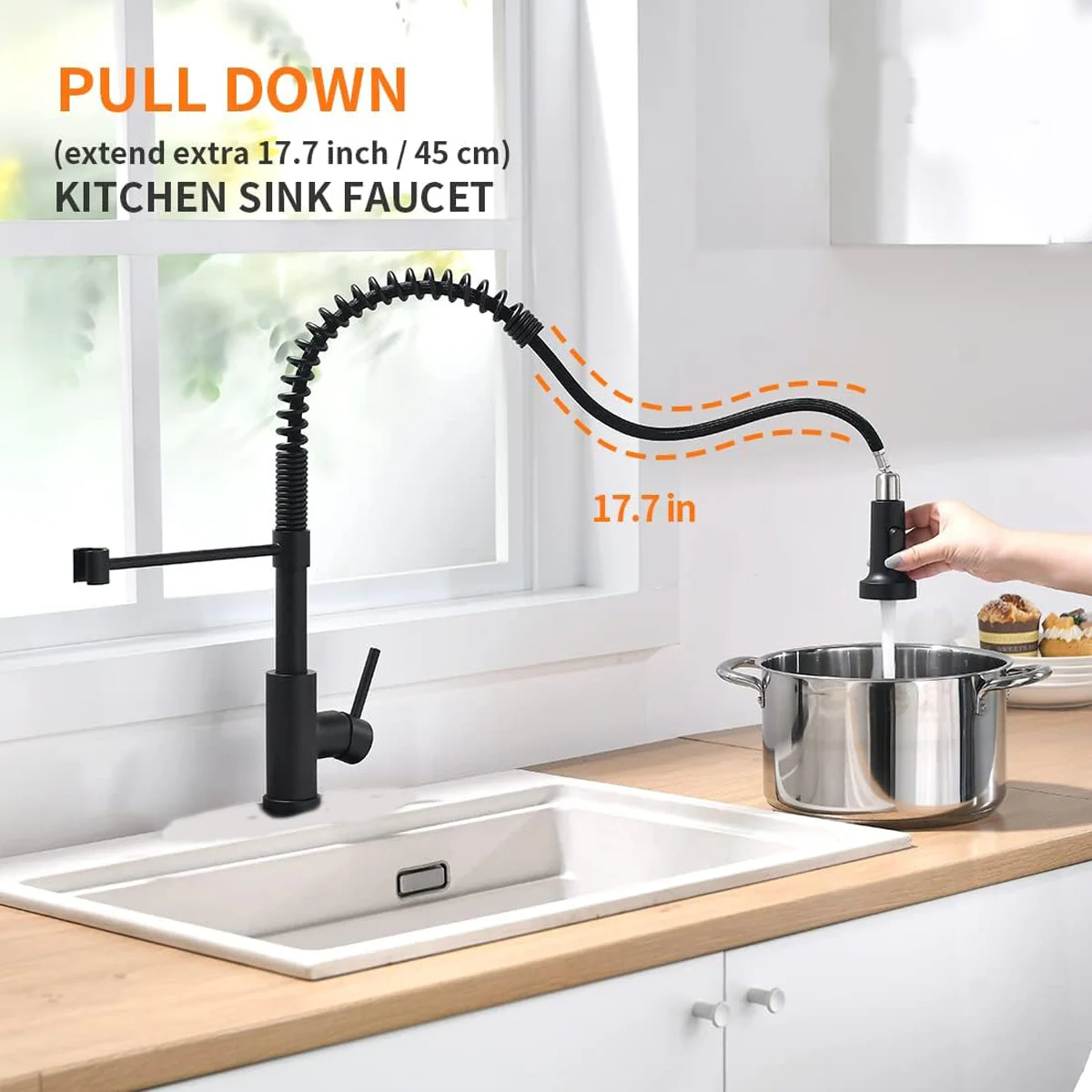Kraan messing veerkeukenkraan  - Matte Black Kitchen Sink Faucet Spring recensie en prijs